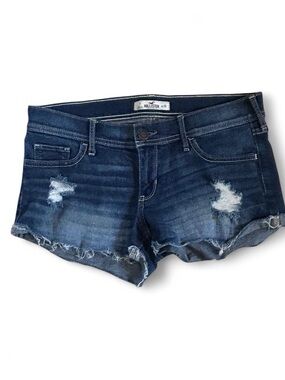 Hollister Dark Indigo Distressed Jean Shorts